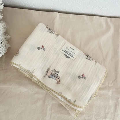 Baby Bath Towel Kids Swaddle Wrap Bedding Pure Cotton Bubble Muslin Blanket 2 Layers Infant Gauze Receiving Blanket