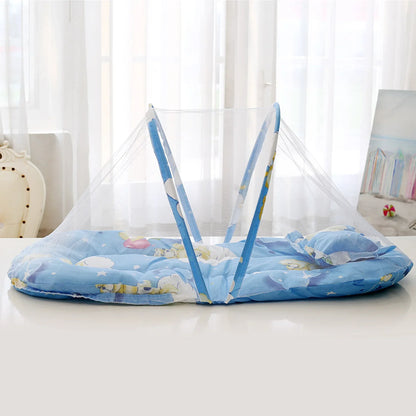 Foldable Baby Bed Mosquito Net Portable Baby Crib Netting Polyester with Pillow and Cotton Padding - Easy Installation Netting