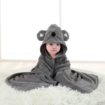 Blankets Swaddle - Cartoon Baby Bathrobe Hooded Towel 