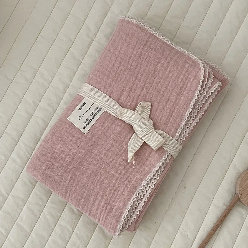 Baby Bath Towel Kids Swaddle Wrap Bedding Pure Cotton Bubble Muslin Blanket 2 Layers Infant Gauze Receiving Blanket
