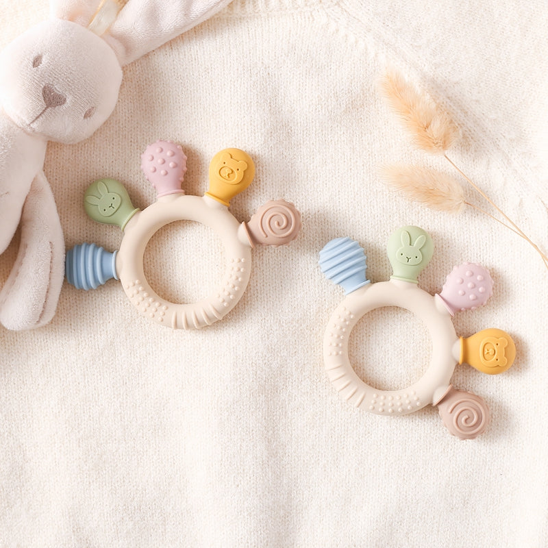 Teether Ring: Silicone Baby Teether - BPA Free Teething Toy 0-12 Months
