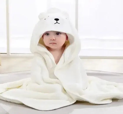 Swaddle Blankets: Toddler Bathrobe Hooded Coral Fleece Towel Blanket