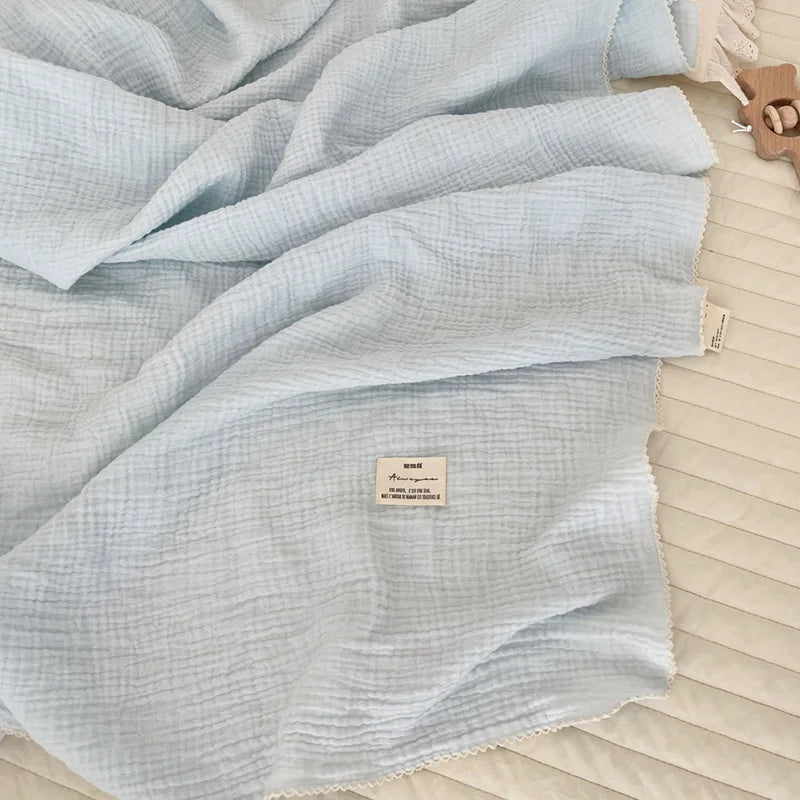 Baby Bath Towel Kids Swaddle Wrap Bedding Pure Cotton Bubble Muslin Blanket 2 Layers Infant Gauze Receiving Blanket