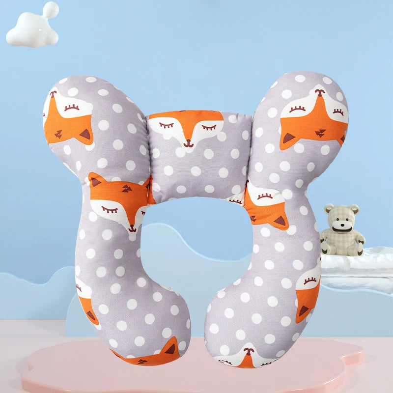 New Cartoon Children's Cotton Soft U-shaped Sleeping Pillows Baby Stroller Children's Pillow Baby Functional Stroller Pillow
