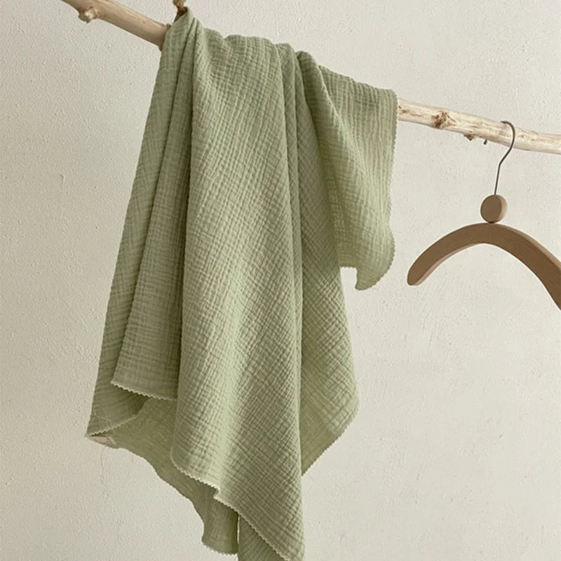 Baby Bath Towel Kids Swaddle Wrap Bedding Pure Cotton Bubble Muslin Blanket 2 Layers Infant Gauze Receiving Blanket