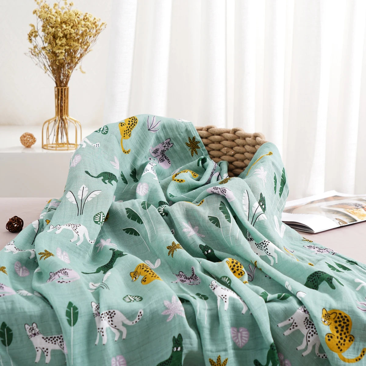 Elinfant 1 PC Baby Swaddle Blanket Bamboo Cotton Soft Baby Blankets Newborn Muslin Swaddle Blanket for Newborn Girl and Boy Baby