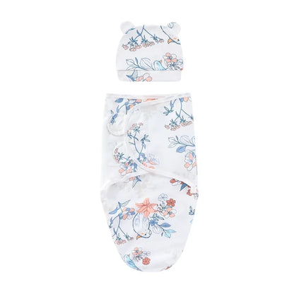 ZOETOPKID Baby Blanket and Hat Set pure Cotton Newborn Swaddle Adjustable Infant Wraps Applicable 4 Seasons 0-3 Months Blankets
