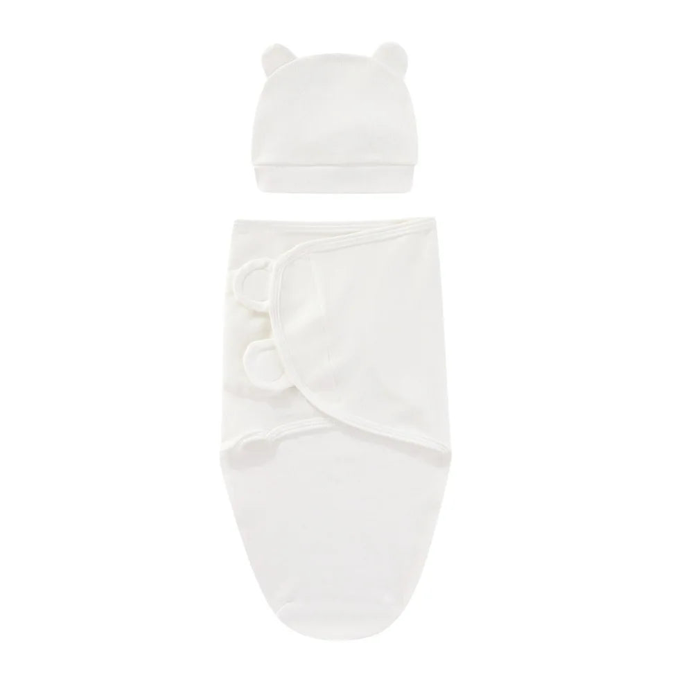 ZOETOPKID Baby Blanket and Hat Set pure Cotton Newborn Swaddle Adjustable Infant Wraps Applicable 4 Seasons 0-3 Months Blankets