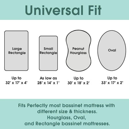 Bassinet Sheets Fitted For Baby - Universal Fit for Cradle & Basket