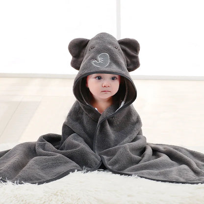 Blankets Swaddle - Cartoon Baby Bathrobe Hooded Towel 