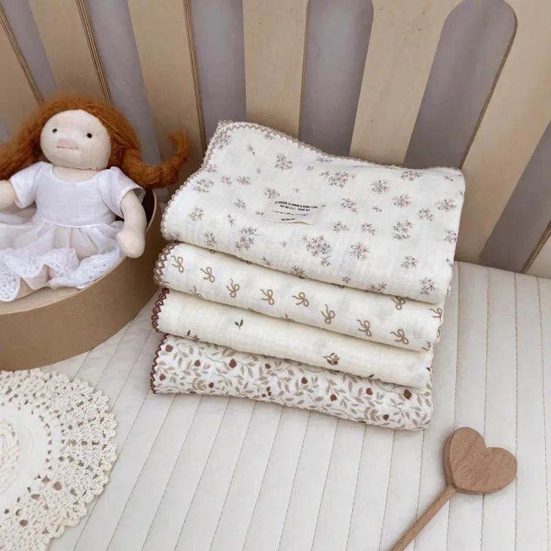 Baby Bath Towel Kids Swaddle Wrap Bedding Pure Cotton Bubble Muslin Blanket 2 Layers Infant Gauze Receiving Blanket