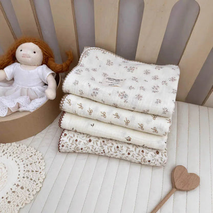 Baby Bath Towel Kids Swaddle Wrap Bedding Pure Cotton Bubble Muslin Blanket 2 Layers Infant Gauze Receiving Blanket