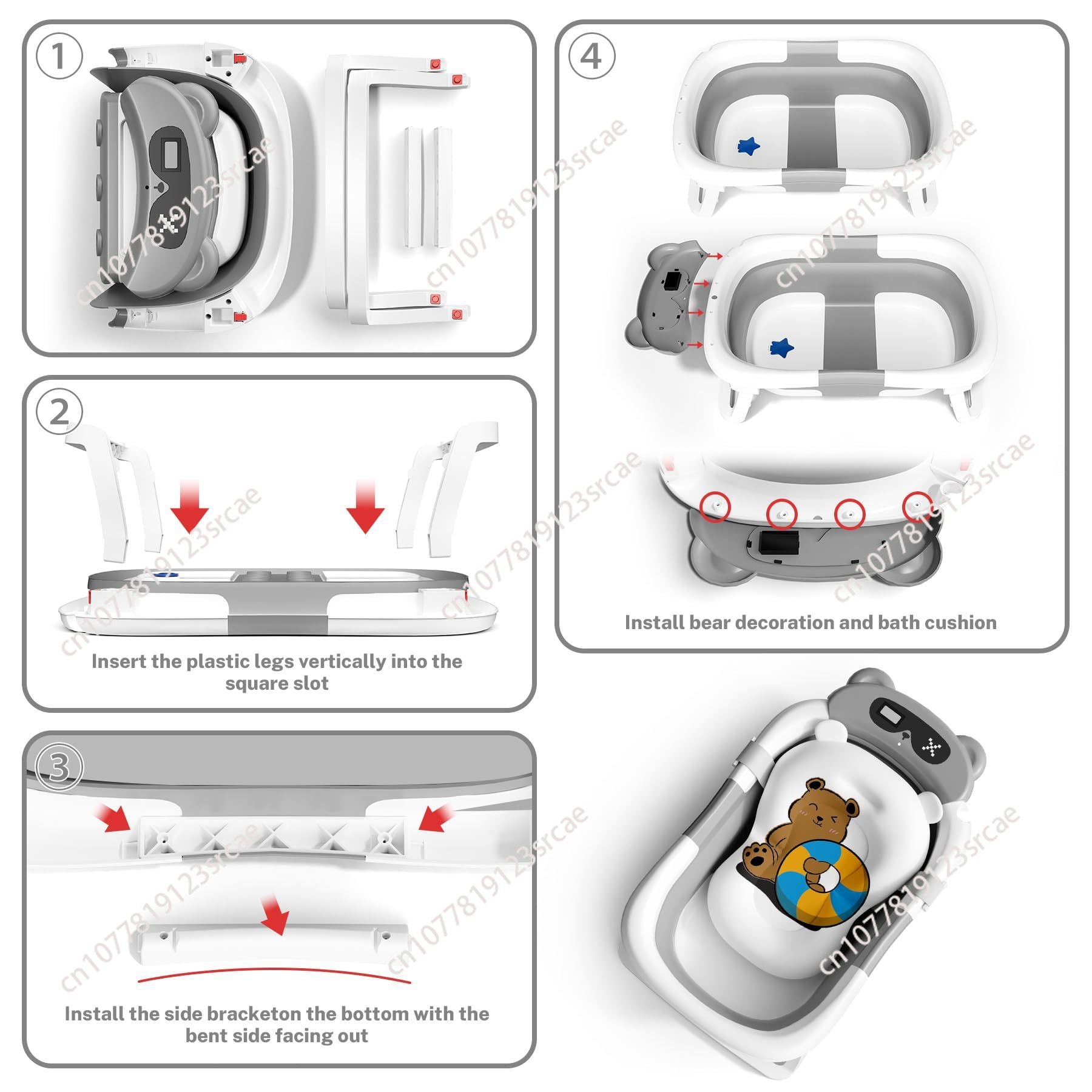 Foldable Baby Bath Basin with Temp Sensor