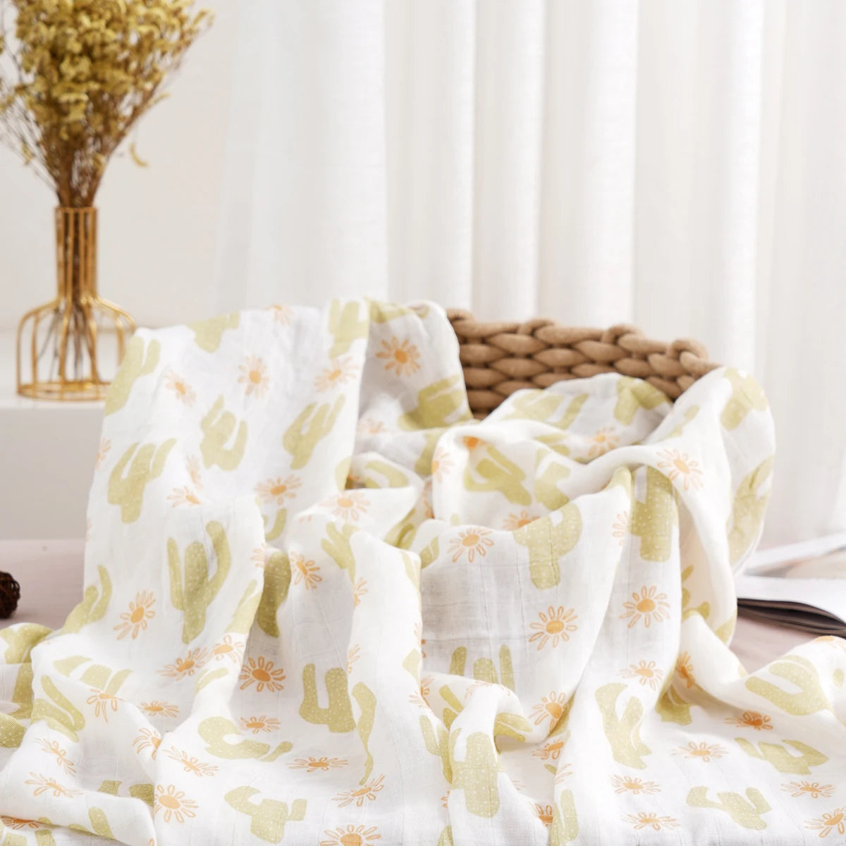 Elinfant 1 PC Baby Swaddle Blanket Bamboo Cotton Soft Baby Blankets Newborn Muslin Swaddle Blanket for Newborn Girl and Boy Baby