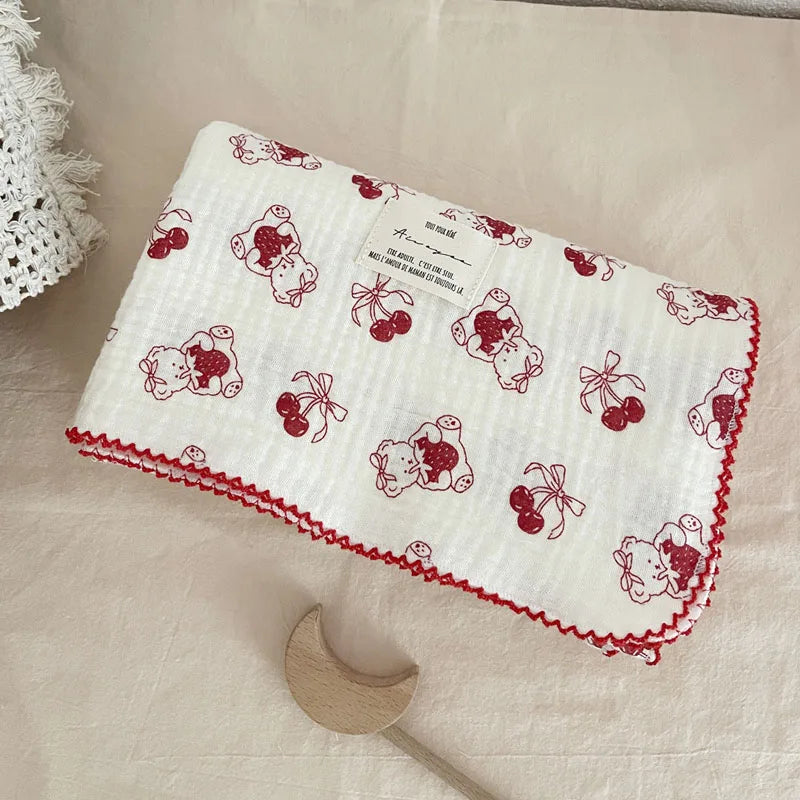 Baby Bath Towel Kids Swaddle Wrap Bedding Pure Cotton Bubble Muslin Blanket 2 Layers Infant Gauze Receiving Blanket