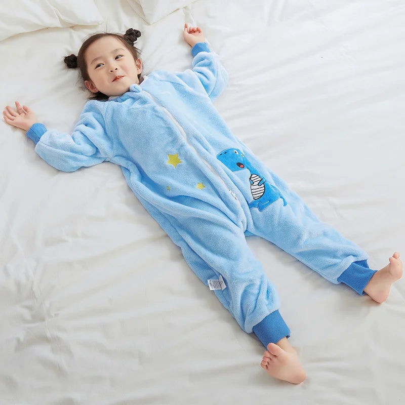 MICHLEY Cartoon Owl Kids Sleeping Bag Cute Flannel Sack Sleepsack Thick Warm Sleepwear Wearable Blanket Bodysuit 1-6T Gifts