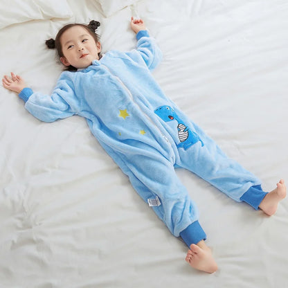 MICHLEY Cartoon Owl Kids Sleeping Bag Cute Flannel Sack Sleepsack Thick Warm Sleepwear Wearable Blanket Bodysuit 1-6T Gifts